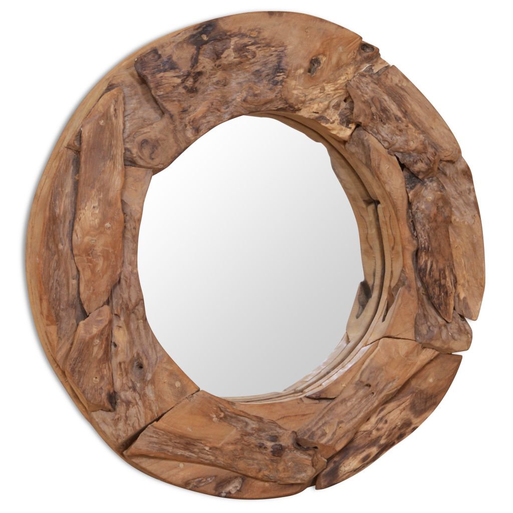 vidaXL Decorative Mirror Wall Mirror Vanity Framed Mirror Solid Teak Wood-2