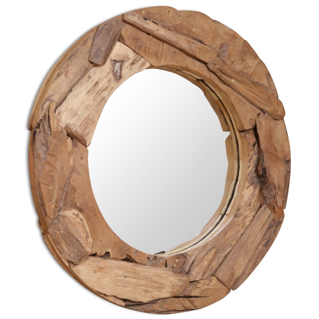 vidaXL Decorative Mirror Wall Mirror Vanity Framed Mirror Solid Teak Wood-6