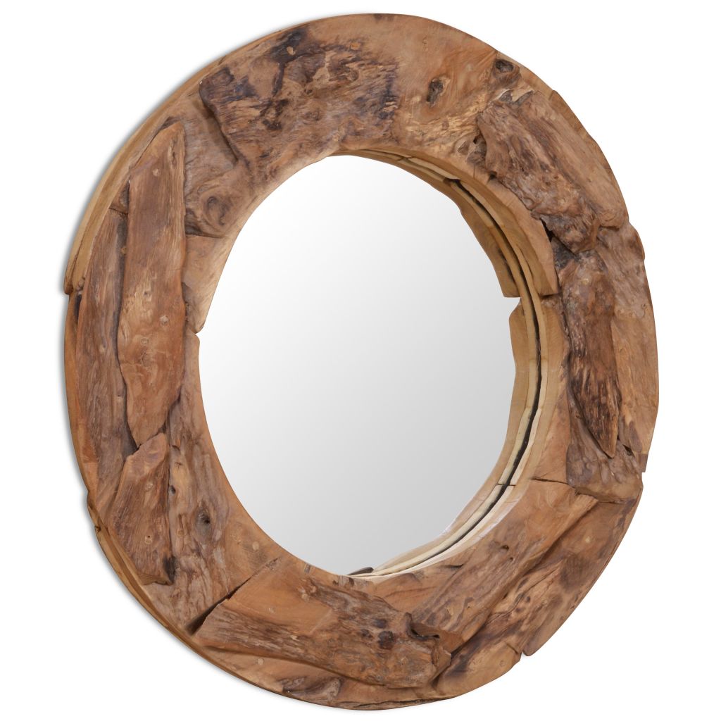 vidaXL Decorative Mirror Wall Mirror Vanity Framed Mirror Solid Teak Wood-7