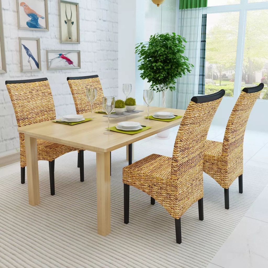 vidaXL 2/4/6x Solid Mango Wood Dining Chairs Abaca Kitchen Dining Room Lounge-26