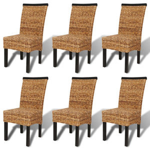 vidaXL 2/4/6x Solid Mango Wood Dining Chairs Abaca Kitchen Dining Room Lounge-11