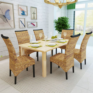 vidaXL 2/4/6x Solid Mango Wood Dining Chairs Abaca Kitchen Dining Room Lounge-12