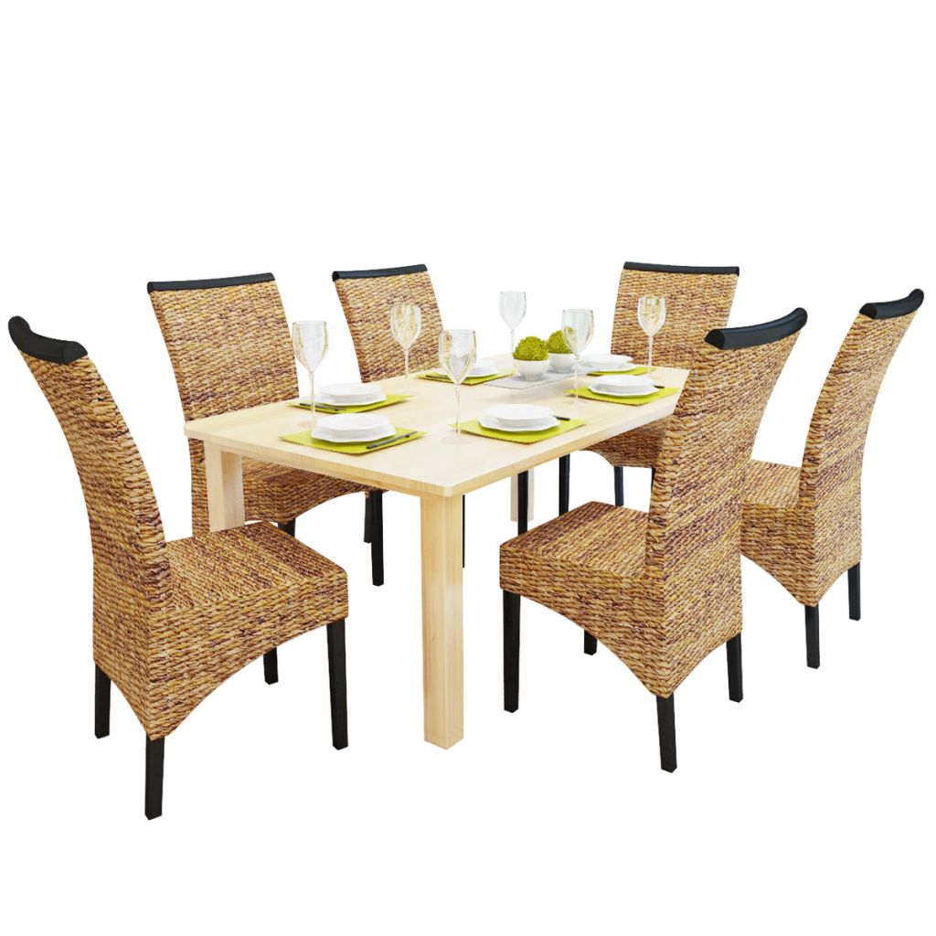 vidaXL 2/4/6x Solid Mango Wood Dining Chairs Abaca Kitchen Dining Room Lounge-10