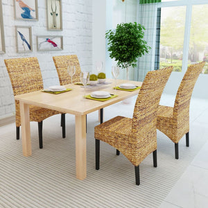 vidaXL Dining Chairs Accent Side Chair for Kitchen Abaca and Solid Wood Mango-25