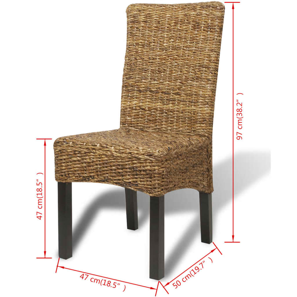 vidaXL Dining Chairs Accent Side Chair for Kitchen Abaca and Solid Wood Mango-7