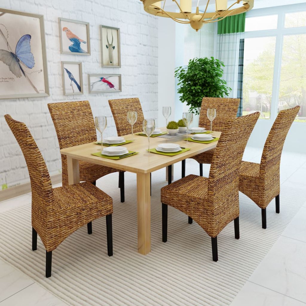 vidaXL Dining Chairs Accent Side Chair for Kitchen Abaca and Solid Wood Mango-12