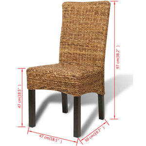 vidaXL Dining Chairs Accent Side Chair for Kitchen Abaca and Solid Wood Mango-16