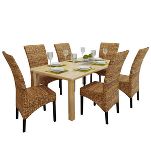 vidaXL Dining Chairs Accent Side Chair for Kitchen Abaca and Solid Wood Mango-6