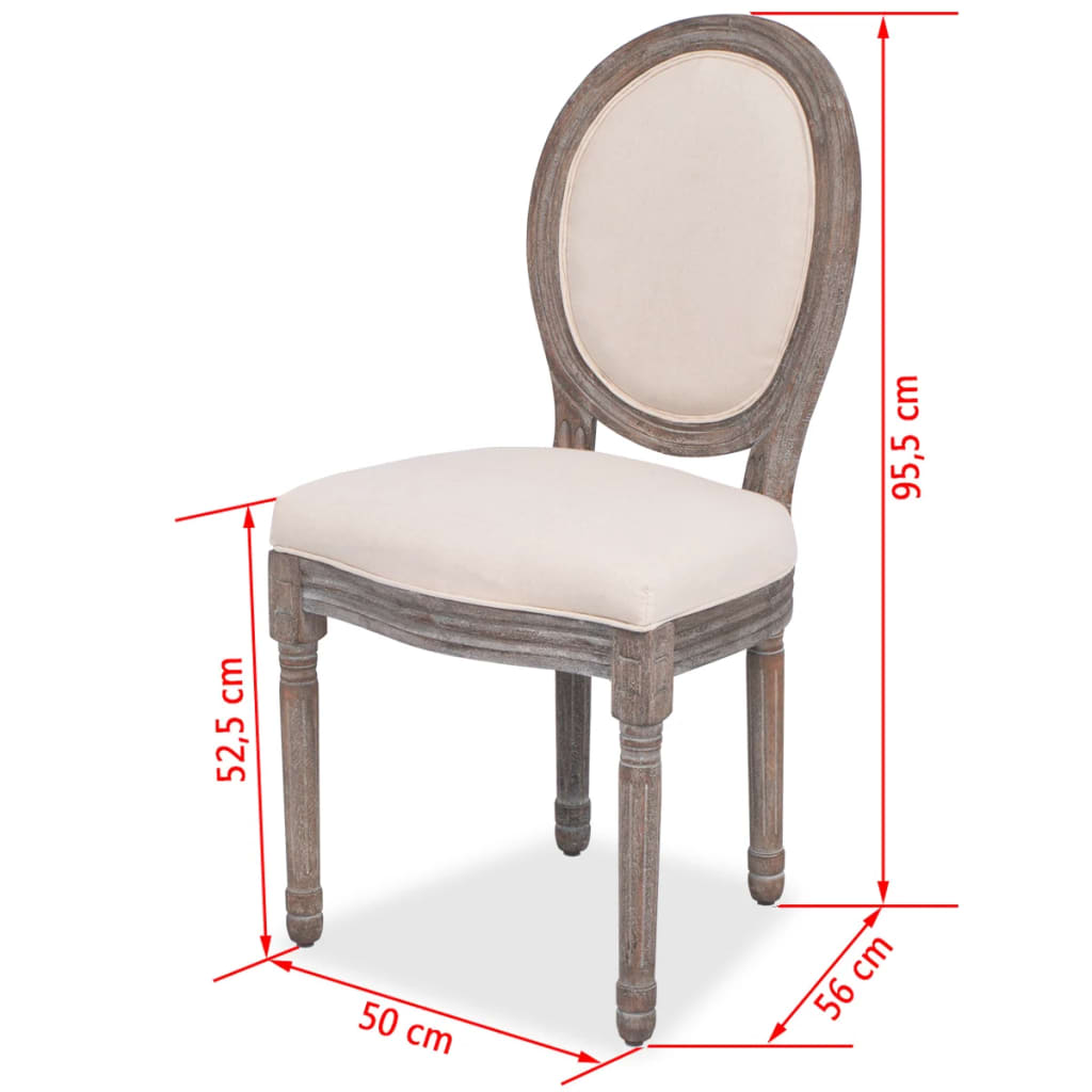 vidaXL Dining Chairs 6 pcs Cream Fabric-0