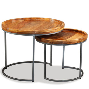 vidaXL Side Table Set 2 Pieces Solid Mango Wood-1