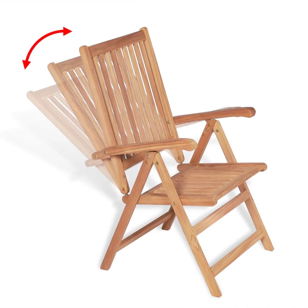 vidaXL Outdoor Recliner Chairs Patio Reclining Lounge Chair Solid Wood Teak-26