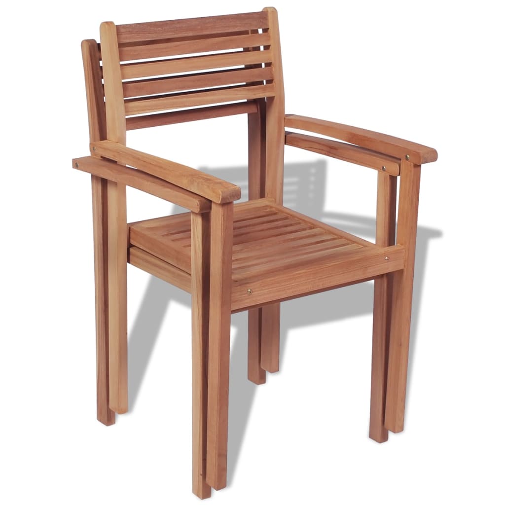 vidaXL 1/2/4/6/8x Solid Wood Teak Stackable Patio Chair Garden Lounge Seat-22