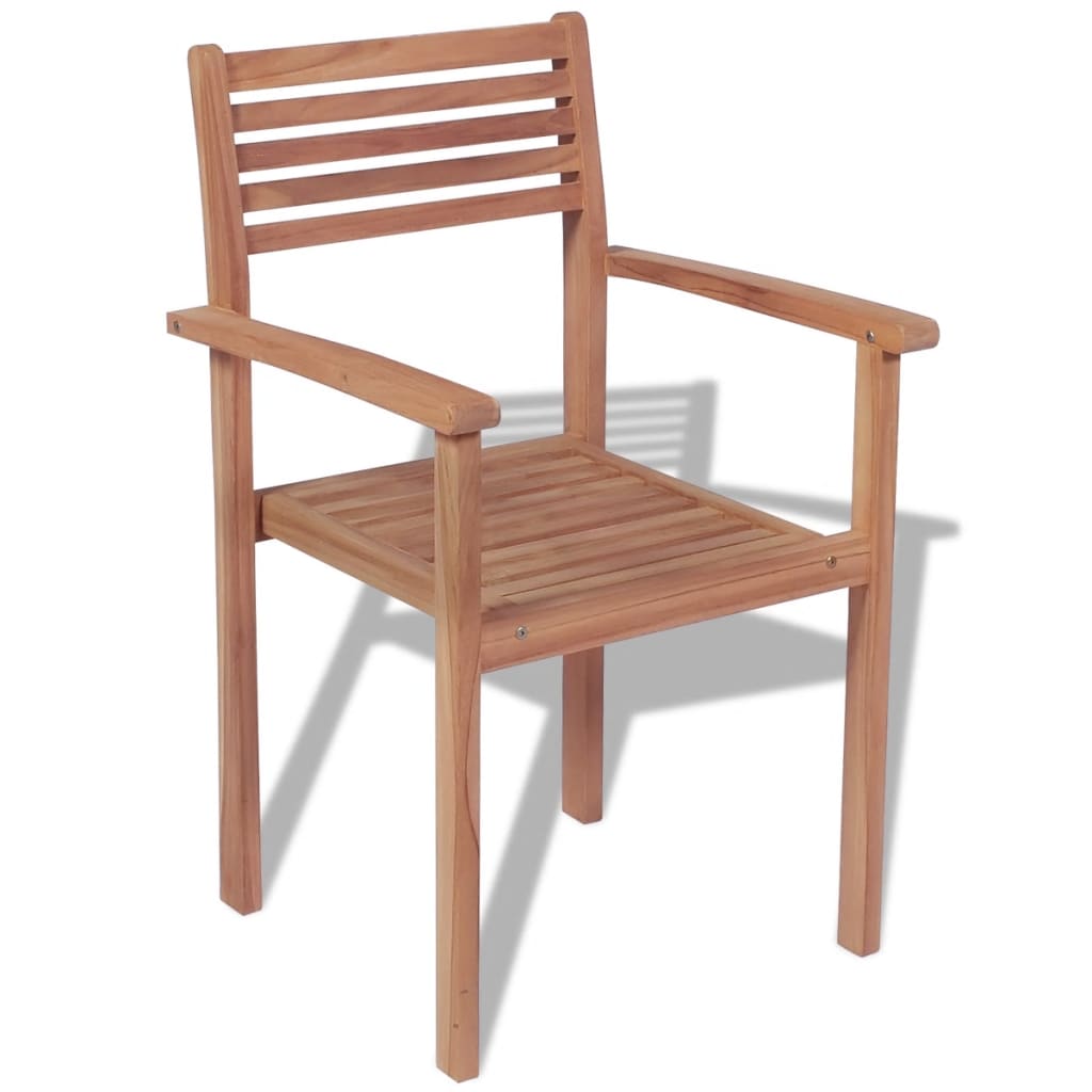 vidaXL 1/2/4/6/8x Solid Wood Teak Stackable Patio Chair Garden Lounge Seat-24