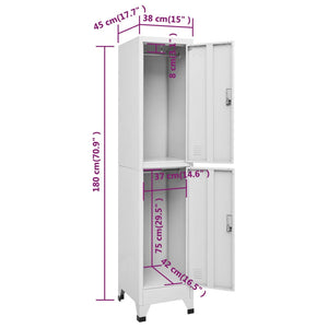 vidaXL Locker Cabinet with 2 Compartments 15"x17.7"x70.9"-7