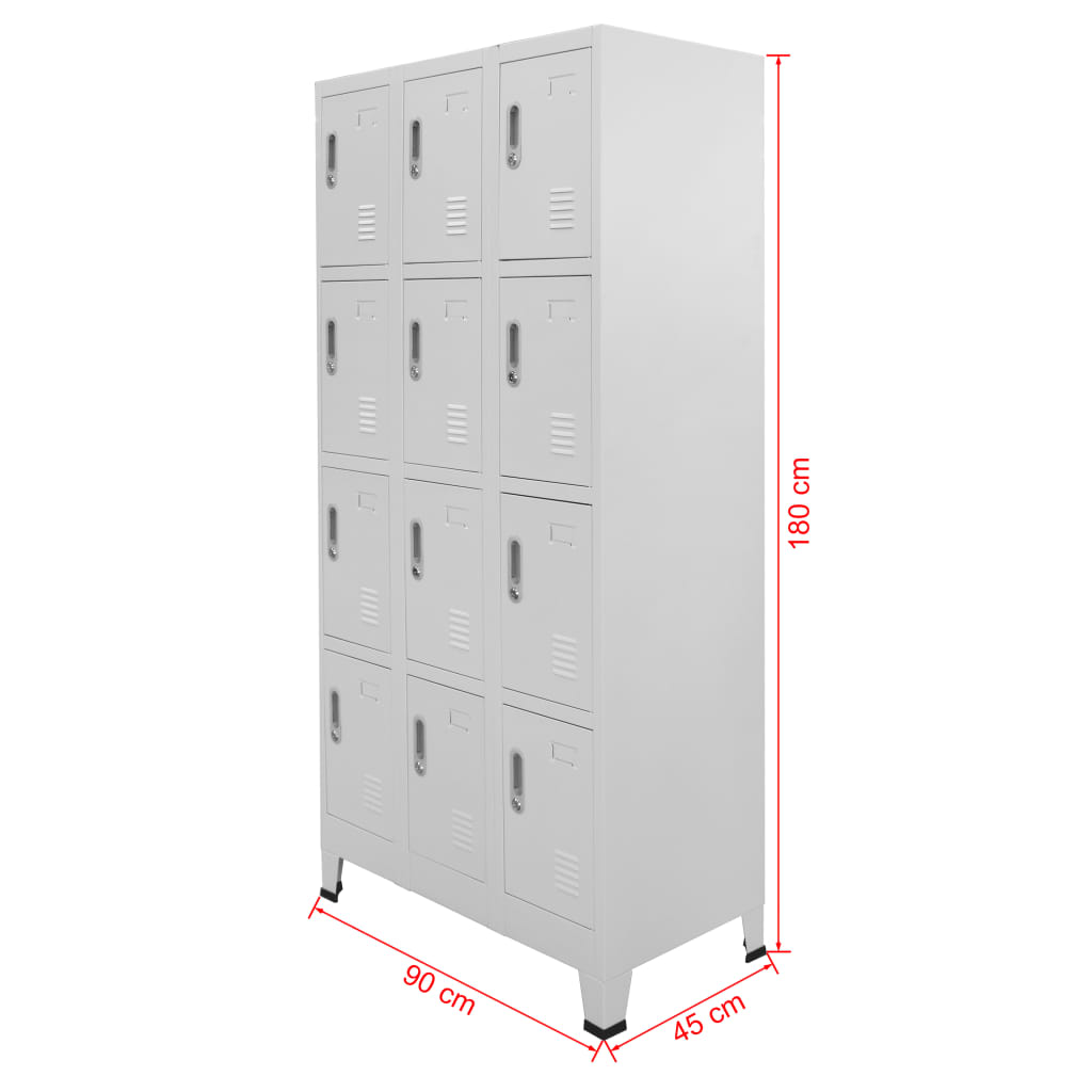 vidaXL Locker Cabinet with 12 Compartments 35.4"x17.7"x70.9"-7