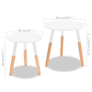 vidaXL Side Table Set of 2 Round End Sofa Table Coffee Table Solid Pinewood-9