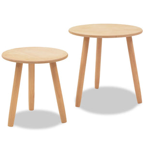 vidaXL Side Table Set of 2 Round End Sofa Table Coffee Table Solid Pinewood-20