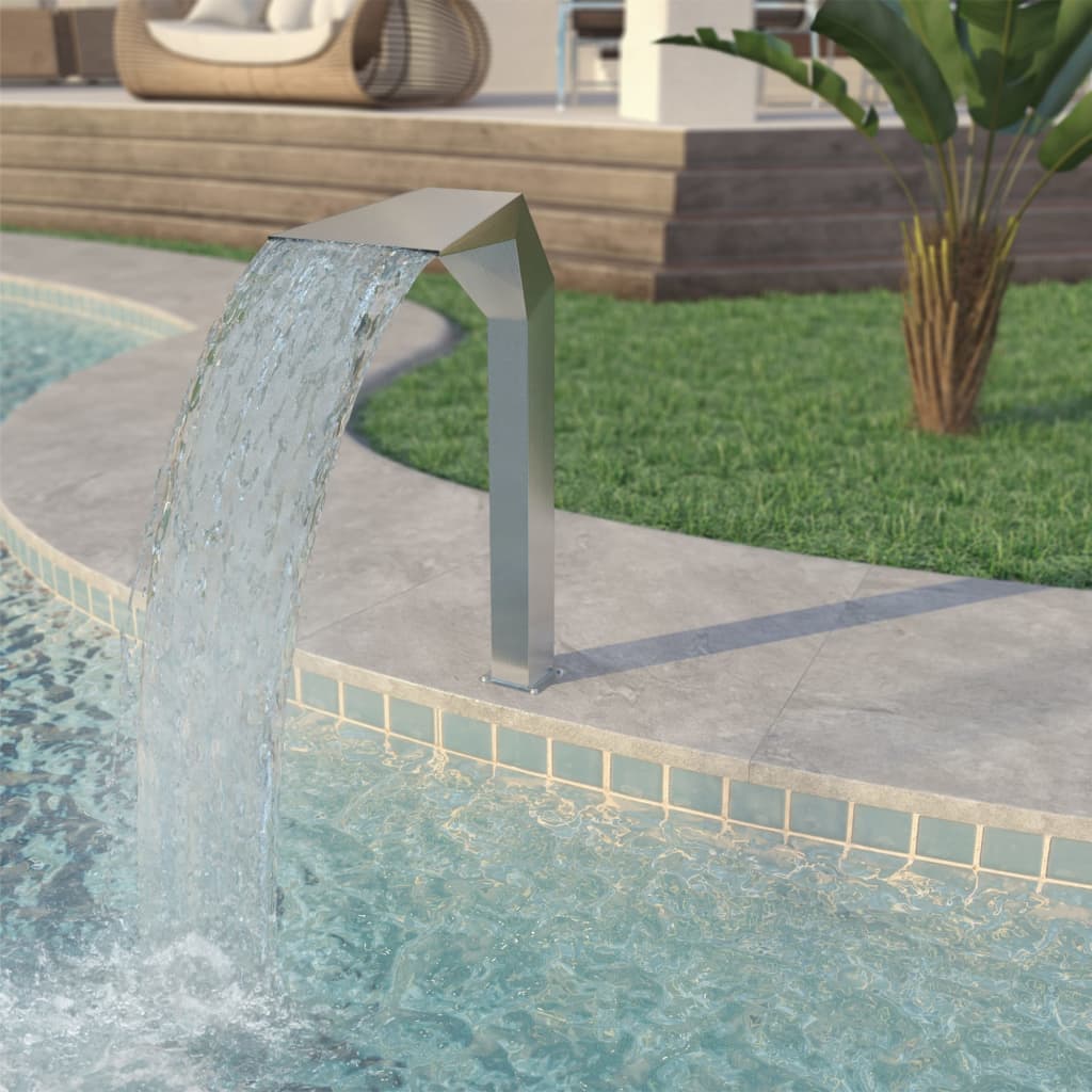 vidaXL Pool Fountain Waterfall Fountain Water Feature Stainless Steel Silver-2