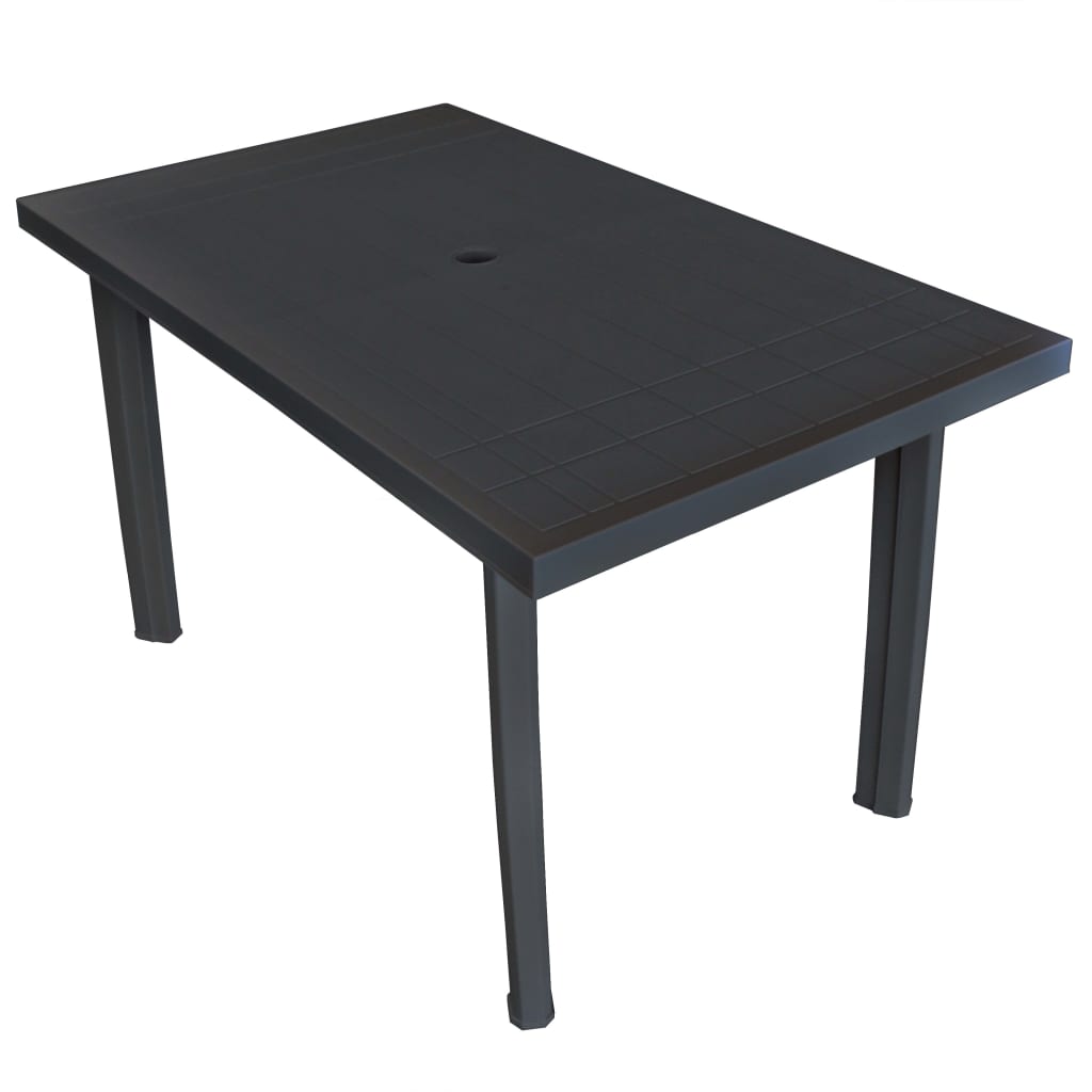 vidaXL Patio Table Outdoor Garden Deck Dining Table with Umbrella Hole Plastic-16