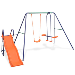 vidaXL Swing Set with Slide and 3 Seats Orange-0