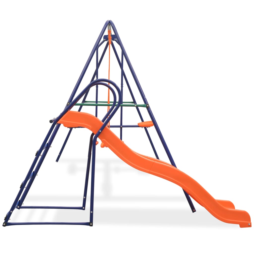 vidaXL Swing Set with Slide and 3 Seats Orange-1