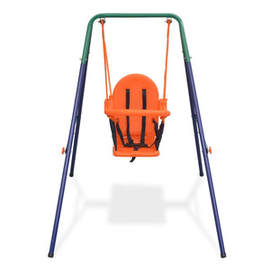 vidaXL Toddler Swing Set with Safety Harness Orange-1