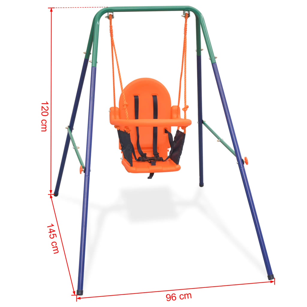 vidaXL Toddler Swing Set with Safety Harness Orange-6