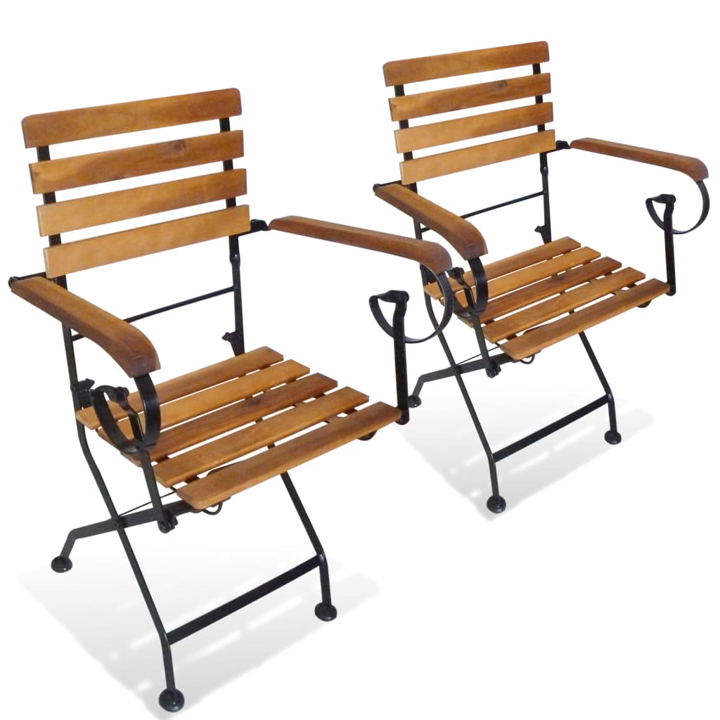 vidaXL Patio Folding Chairs 4 Pcs Bistro Chair Steel and Solid Wood Acacia-0