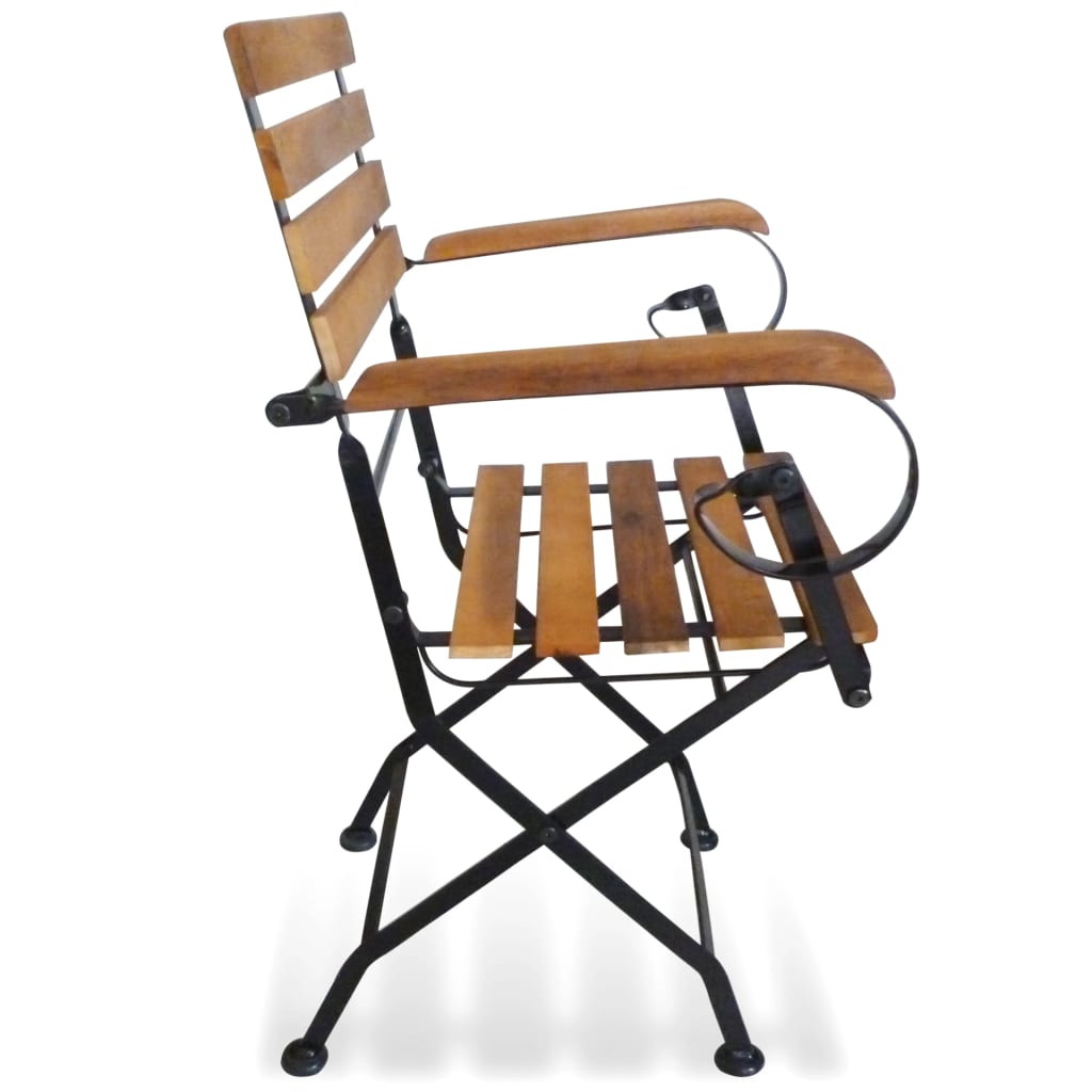 vidaXL Patio Folding Chairs 4 Pcs Bistro Chair Steel and Solid Wood Acacia-10