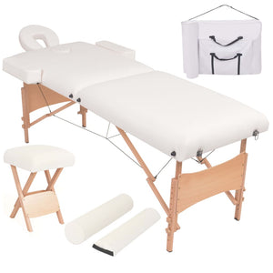 vidaXL Massage Table and Stool Set Beauty Couch Therapy Bed 2 Zones Thick-14