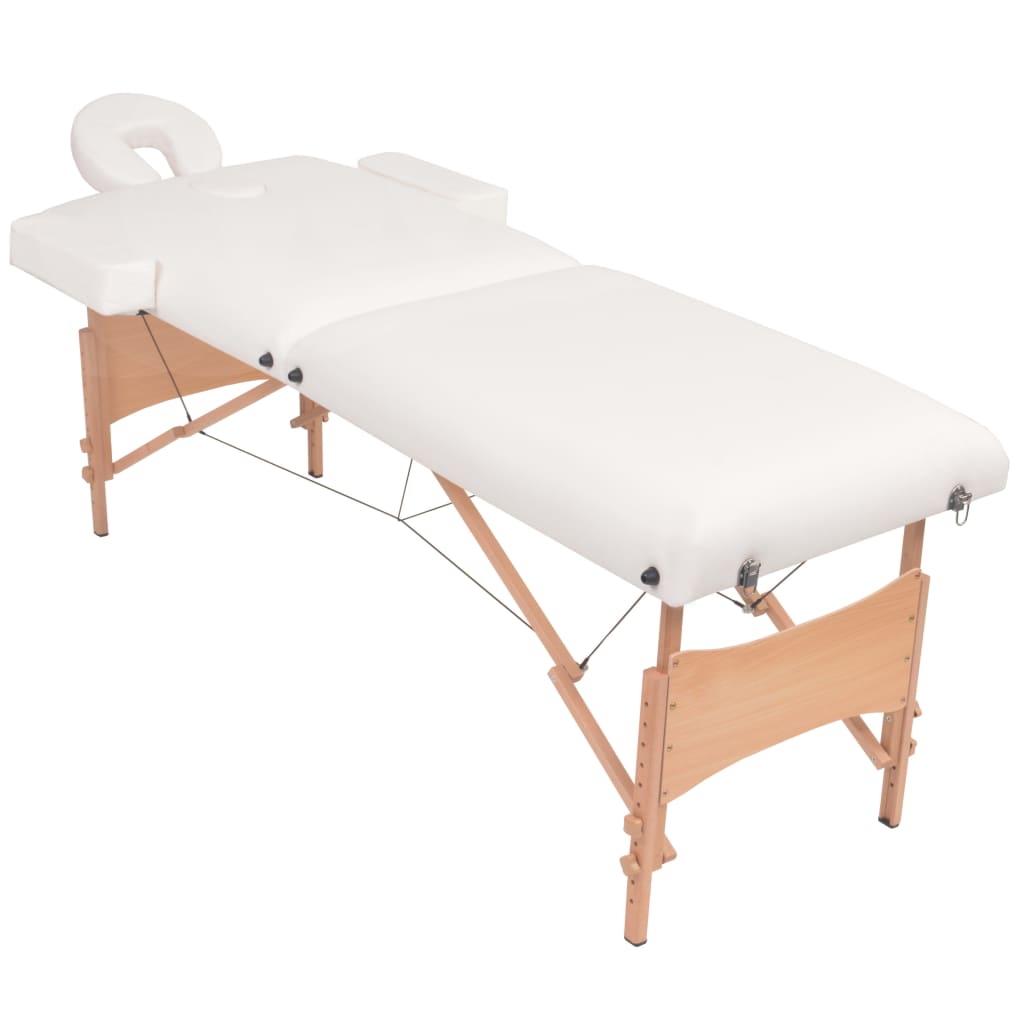 vidaXL Massage Table and Stool Set Beauty Couch Therapy Bed 2 Zones Thick-1