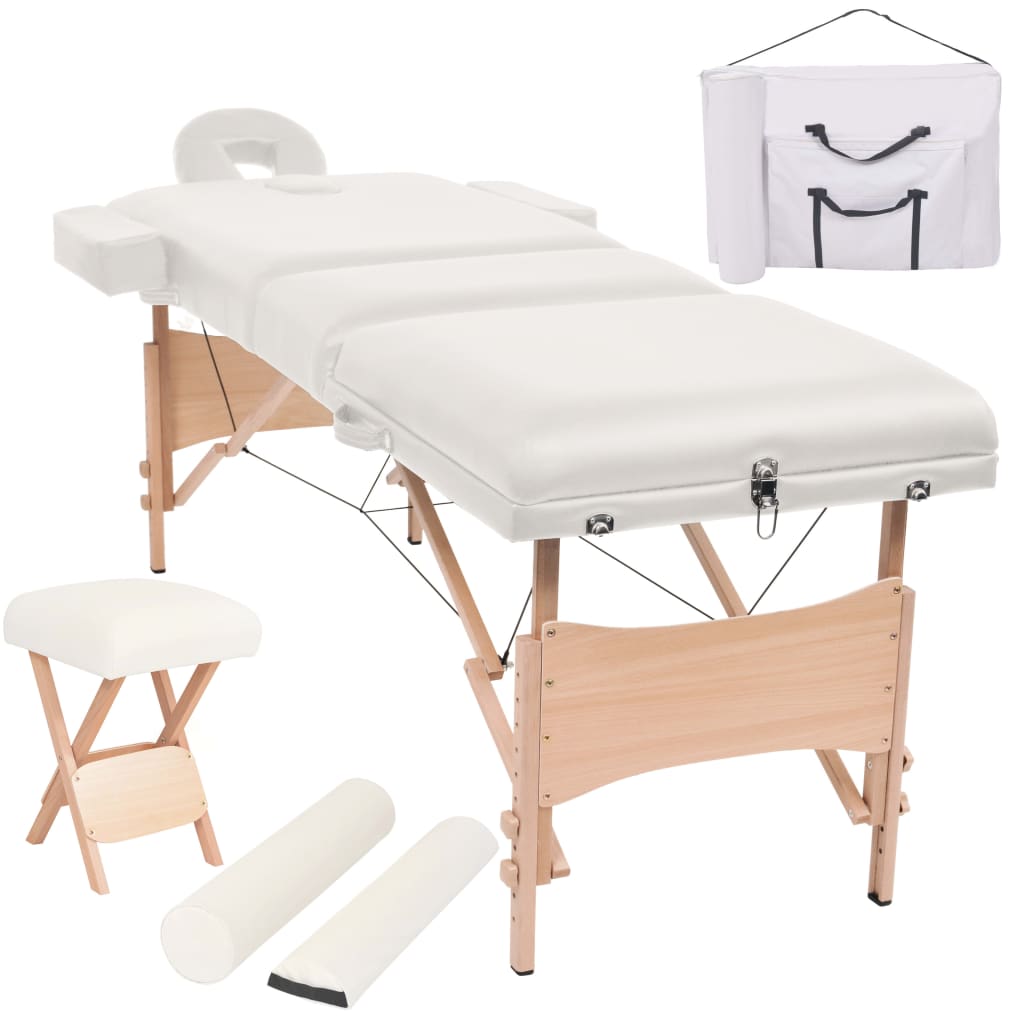 vidaXL Massage Table and Stool Set Beauty Couch Therapy Bed 3 Zones Thick-14