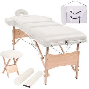 vidaXL Massage Table and Stool Set Beauty Couch Therapy Bed 3 Zones Thick-14