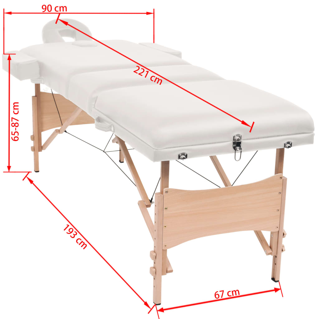 vidaXL Massage Table and Stool Set Beauty Couch Therapy Bed 3 Zones Thick-15