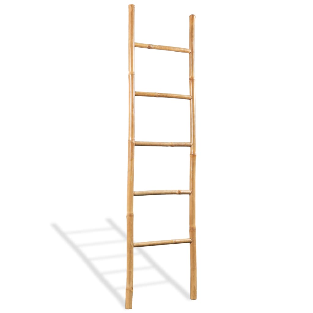 vidaXL Towel Ladder with 6 Rungs Bamboo Bathroom Rack Organizer Stand Hanger-0