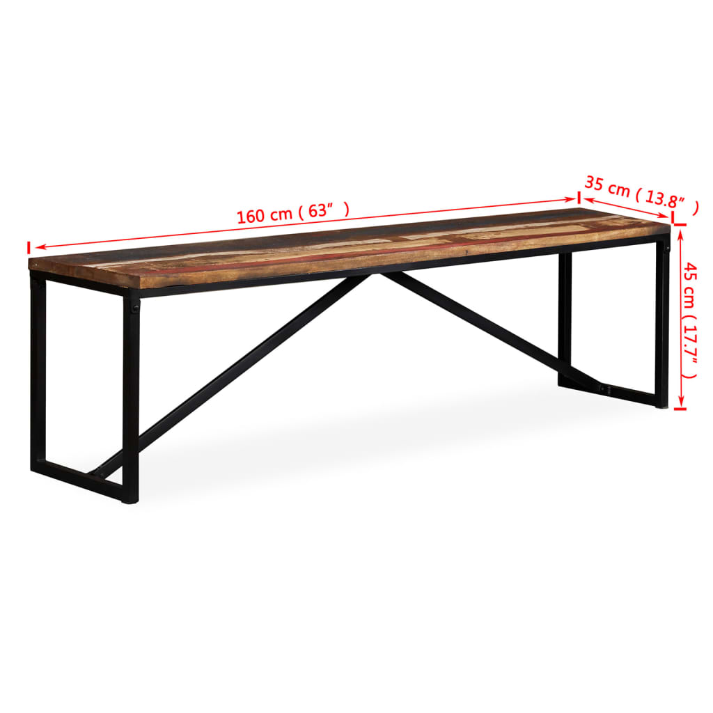 vidaXL Dining Bench Table Bench for Living Room Bedroom Solid Reclaimed Wood-3