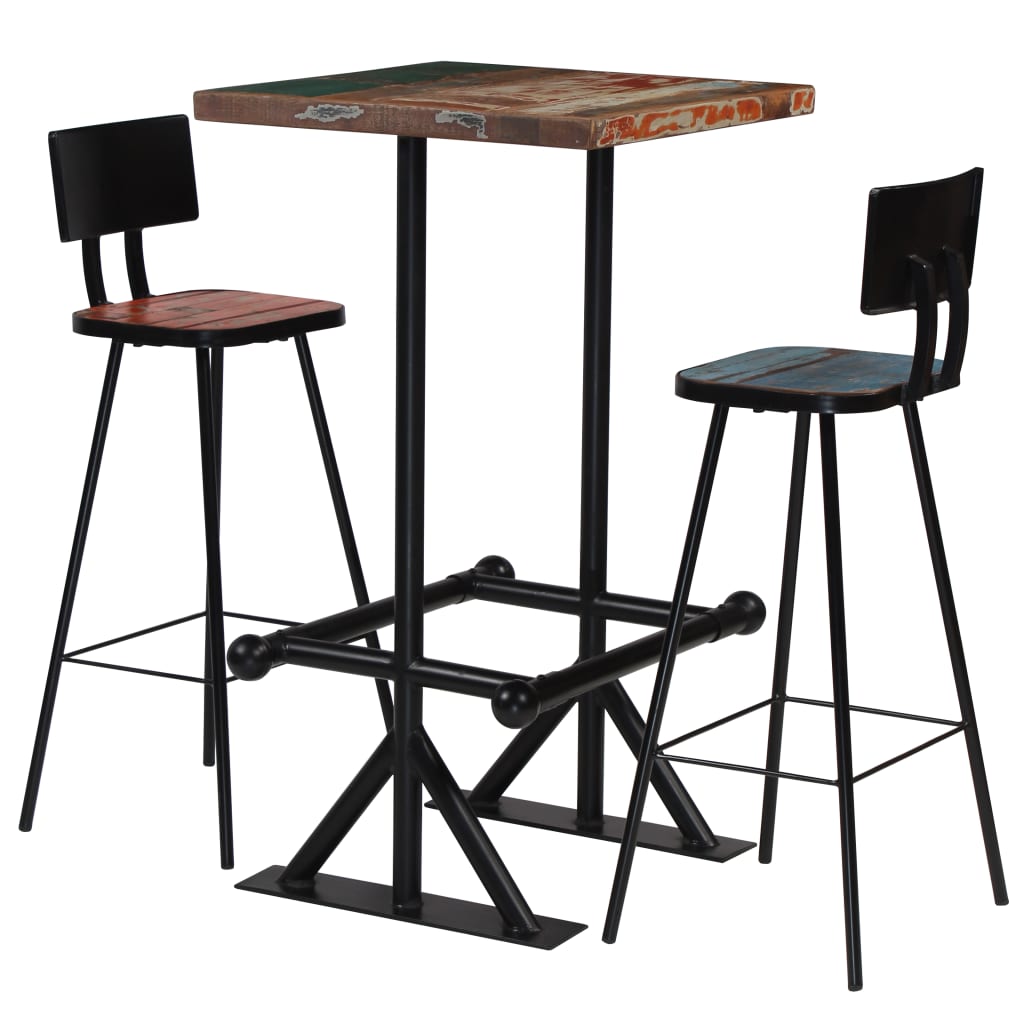 vidaXL Bar Table and Chair Set Kitchen Table Solid Reclaimed Wood Multicolor-1