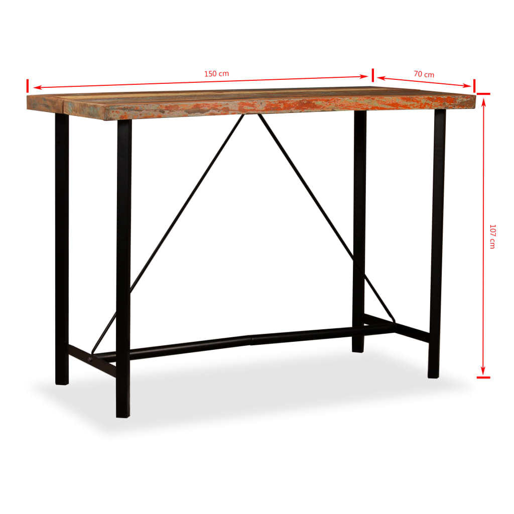 vidaXL Bar Table Pub Table Bistro Table for Dining Room Solid Reclaimed Wood-24