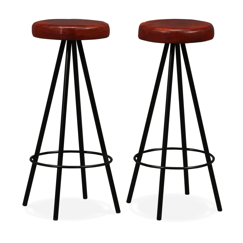 vidaXL Bar Stool Bar Seat Counter Height Island Stool for Pub Real Leather-0