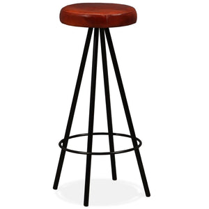 vidaXL Bar Stool Bar Seat Counter Height Island Stool for Pub Real Leather-21