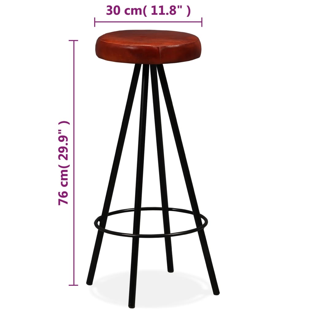 vidaXL Bar Stool Bar Seat Counter Height Island Stool for Pub Real Leather-16