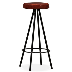 vidaXL Bar Stool Bar Seat Counter Height Island Stool for Pub Real Leather-1