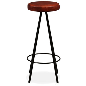 vidaXL Bar Stool Bar Seat Counter Height Island Stool for Pub Real Leather-2