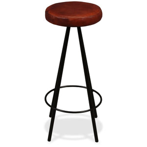 vidaXL Bar Stool Bar Seat Counter Height Island Stool for Pub Real Leather-3