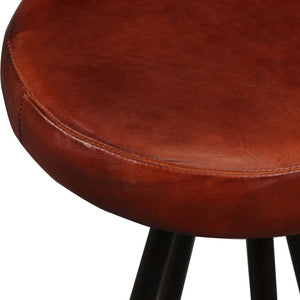 vidaXL Bar Stool Bar Seat Counter Height Island Stool for Pub Real Leather-5