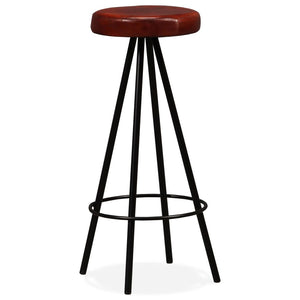 vidaXL Bar Stool Bar Seat Counter Height Island Stool for Pub Real Leather-19