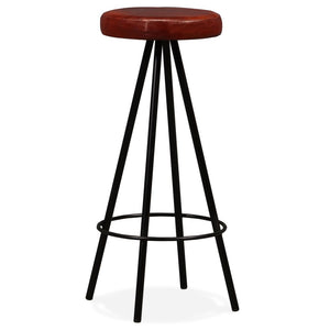 vidaXL Bar Stool Bar Seat Counter Height Island Stool for Pub Real Leather-20