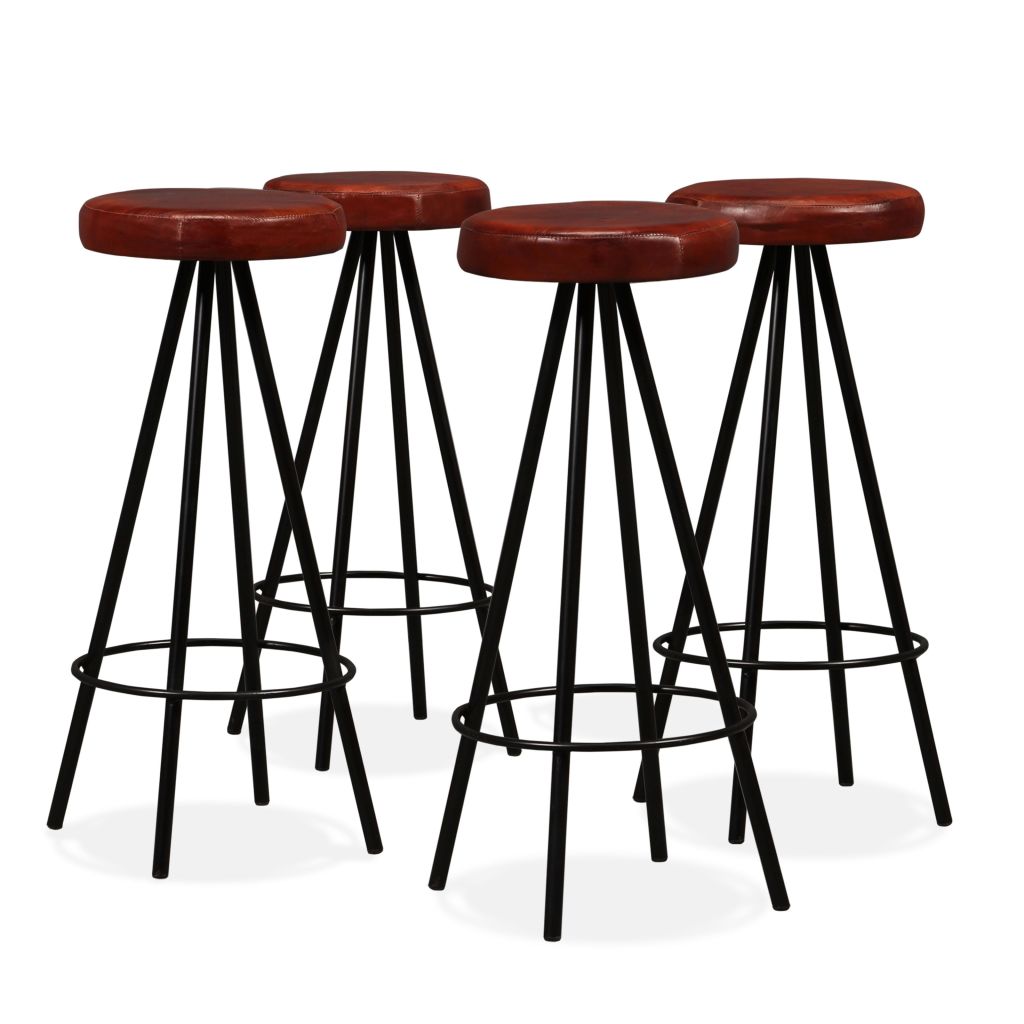 vidaXL Bar Stool Bar Seat Counter Height Island Stool for Pub Real Leather-6