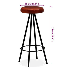 vidaXL Bar Stool Bar Seat Counter Height Island Stool for Pub Real Leather-18