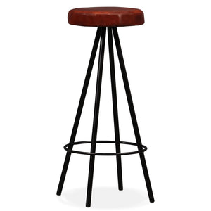 vidaXL Bar Stool Bar Seat Counter Height Island Stool for Pub Real Leather-7